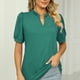 thumbnail image 3 of Blusa Suelta de Manga Larga para Primavera Verano Color Sólido Culo en V Manga Corta Camiseta Tops Para Mujer, 3 of 6