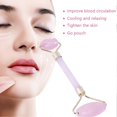 thumbnail image 2 of Natural Double Head Rose Quartz Jade Slimming Face Beauty Massage Roller (Gold), 2 of 3