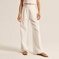 thumbnail image 5 of Cuhas Womens Fashion Cargo Pants Women Summer Linen Blend Ultra Wide-Leg Long Slacks High Waist Trousers Pocket Plus Size Womens Pants White 2X, 5 of 8