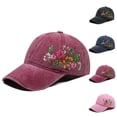 thumbnail image 6 of Hand Embroidered Floral Baseball Cap,Flower Decor Peaked Hat,Fashion Casual Sun Cap,Unique Hand Embroidered Floral Baseball Cap Lightweight Breathable Adjustable Peaked Hat for Street,Wine, 6 of 8