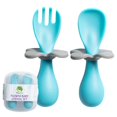 thumbnail image 1 of Cubiertos para bebé MARS BABY con diseño de flor, seguros para autoalimentación, 1 of 7