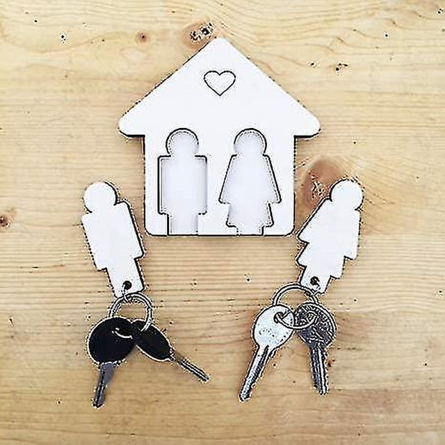 Nuevo llavero de pareja de casa de madera - Ideas de regalos para la inauguración de la primera casa - Perfecto para Navidad Día de San Valentín Cumpleaños Compromiso Aniversario R