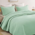thumbnail image 6 of Whale Flotilla Twin Quilt Set, Soft Lightweight Quilts Bedspreads Coverlet with Embossed Pattern, Bedding Sets with Pillow Sham, Reversible Bed Cover for All Seasons, 68x88 Inches, Green, 6 of 8