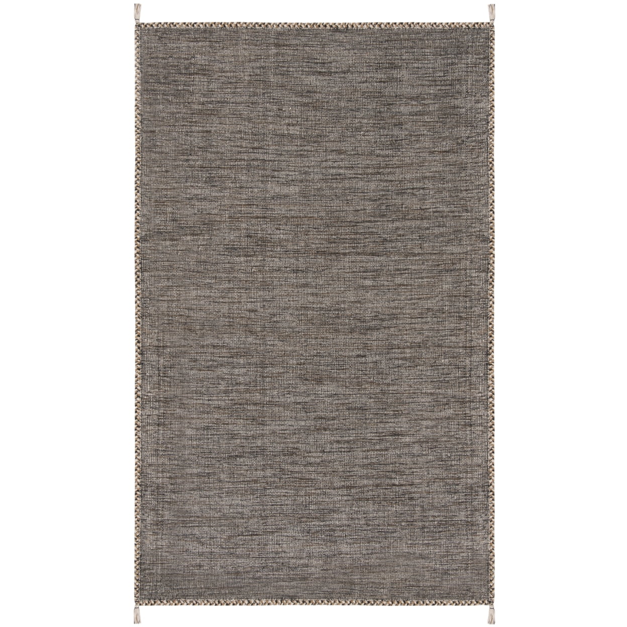 SAFAVIEH Montauk Bijar Jace Solid Soft Braided Cotton Runner Rug, Beige/Black, 2'3" x 7'