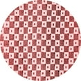 thumbnail image 1 of Ahgly Company Machine Washable Indoor Round Checkered Red Modern Area Rugs, 6' Round, 1 of 4