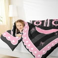 thumbnail image 4 of Manfei Initial Letter O Bedding Sets Full with Comforter,Cute Bowtie Duvet Insert,Pink Black Comforter Sets Full Size For Girls,Breathable Bedroom Decoration Reversible,3pcs, 4 of 8