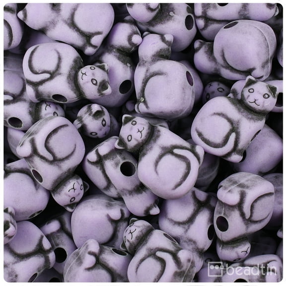 BeadTin Lilac Antique 23mm Cat Pony Beads (24pcs)