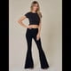 thumbnail image 5 of Pantalones Vaqueros Acampanados con Parches de Estrellas para Mujer, Cintura Media, Corte Acampanado, Elásticos, Pierna Recta, Ajustados. Negro XL, 5 of 10