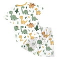 thumbnail image 5 of Boy Baby Clothes Toddler Kids Boys Summer Polyester Dinosaur Printed Short Sleeve Beach 18-24 Months 2t 3t 4t 5t 6t Pajamas Tops Shirt Shorts Set 2PCS, 5 of 6