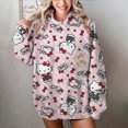 thumbnail image 1 of Sudadera con capucha para mujer, básica, con estampado de Hello Kitty, holgada, manga larga, bolsillo canguro, hombros caídos, 1 of 1
