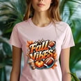 thumbnail image 5 of Fall Vibes Tee | Pumpkin Football Coffee Autumn Shirt | Unisex Casual T-Shirt, Light Pink, Size 2XL, 5 of 6