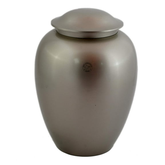 Hind Handicrafts Brass Peaceful Pet Memorial Cremation Urns for Dogs and Cats Ashes - Keepsake Ash Urn - Funeral Urn (Pewter Plain, 45 Cubic Inches)