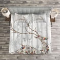 thumbnail image 3 of Ambesonne Deer Quilted Bedspread Set 3 Pcs, Xmas Animal Rustic, Queen Size, Grey Multicolor, 3 of 3