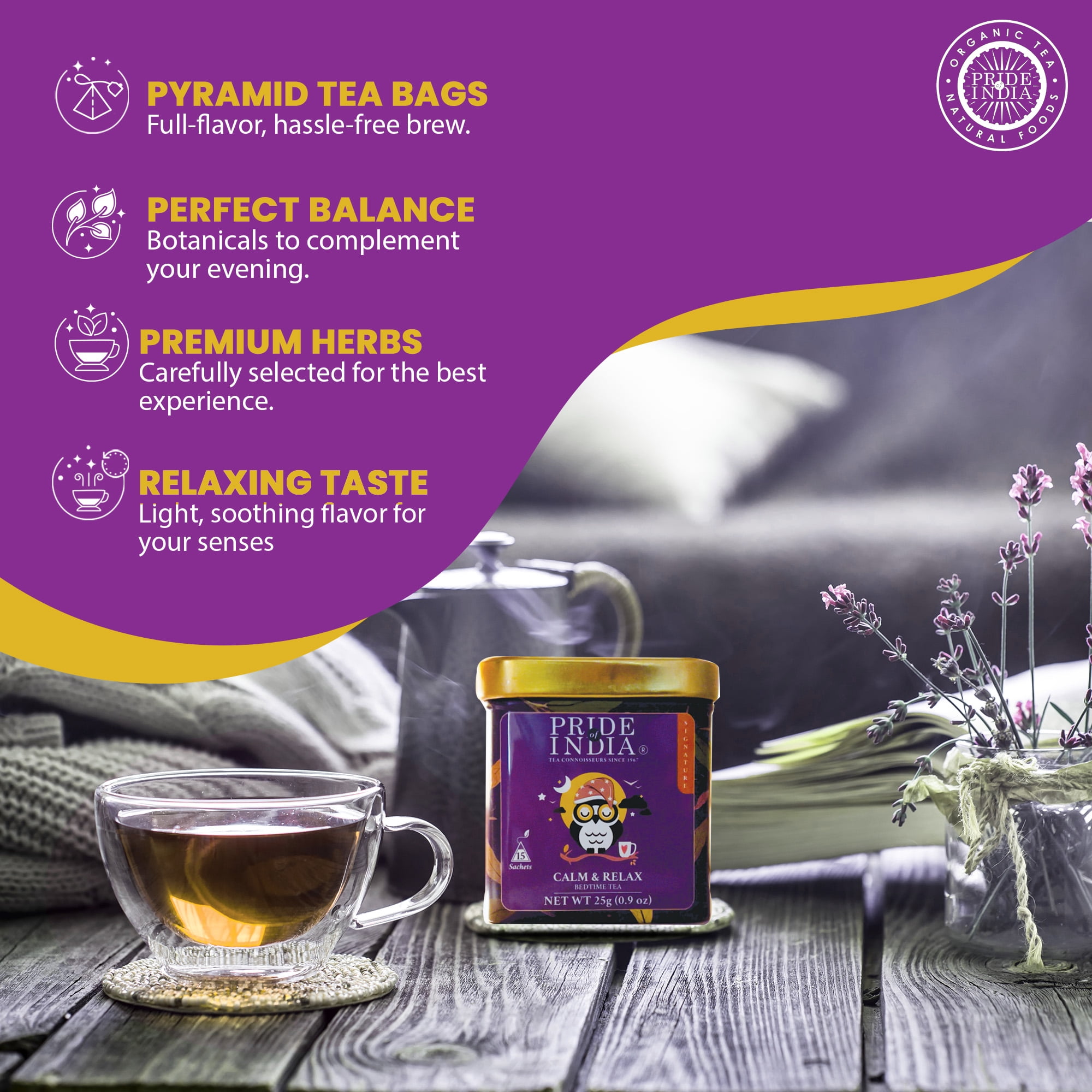 Pride of India Calm & Relax Bedtime Tea, Pack of 6