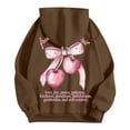 thumbnail image 5 of Oversize Hoodies for Women Trendy Cherry Letter Print Long Sleeve Hooded with Pocket Workout Sweatshirts Coffee, 5 of 5