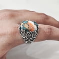 thumbnail image 5 of Oyster Copper Turquoise Mans Ring, Natural Copper Turquoise Ring, Silver Jewelry, 925 Silver Ring, Birthday Gift, Heavy Mens Ring, Arabic Design, Ottoman Style Ring, Christmas, Turkey Mens Signet Ring, 5 of 8