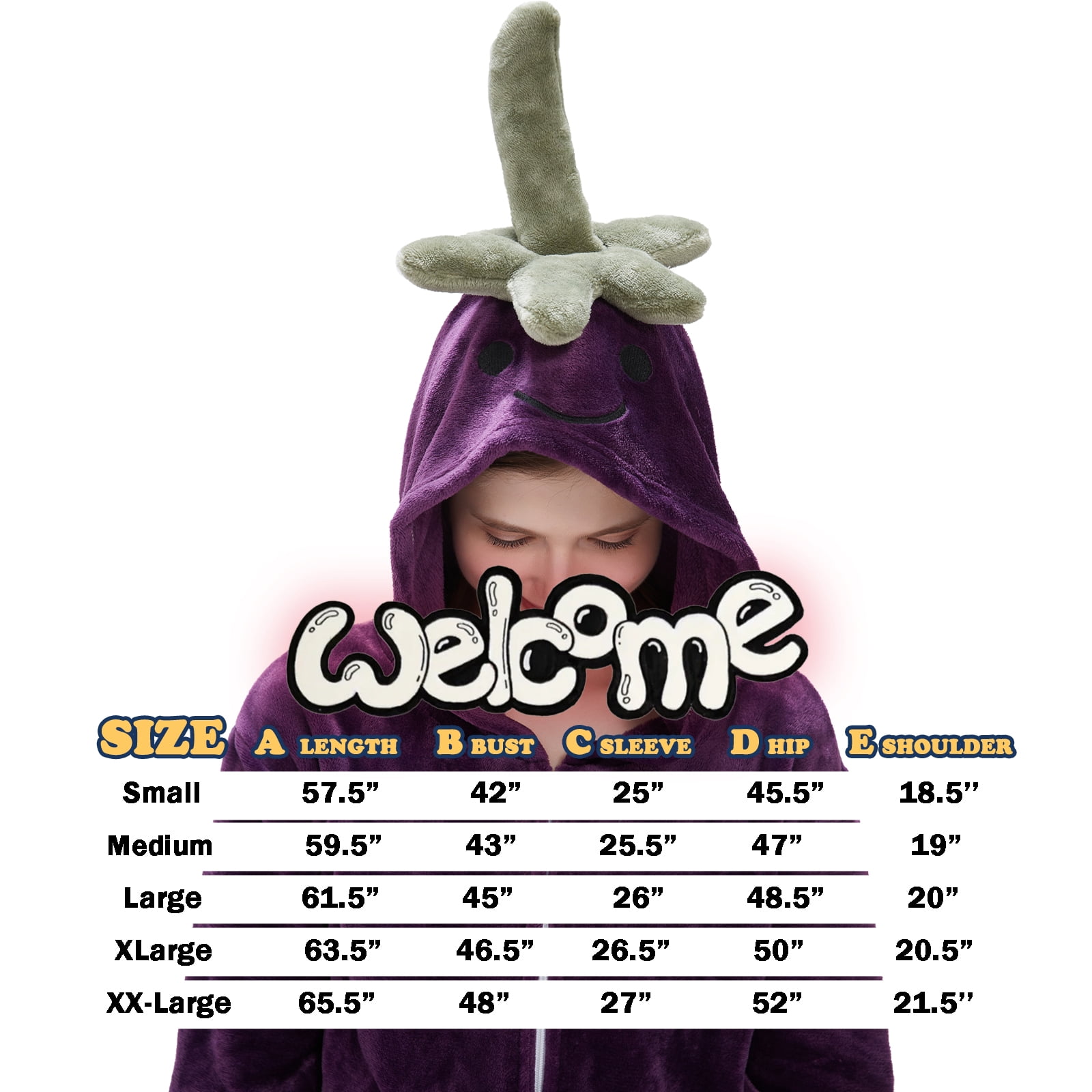 SWEETXIN Adult's Eggplant One-Piece Holiday Family Pajamas Halloween Costume Suit for Women and Men Jumpsuit SizeXL