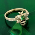 thumbnail image 2 of KIRAN FINE JEWEL Round Green Emerald CZ Diamond Honey Bee Cocktail Band Ring Yellow Gold Plated 925 Silver Wedding Gemstone Enamel Statement Jewelry, 2 of 5