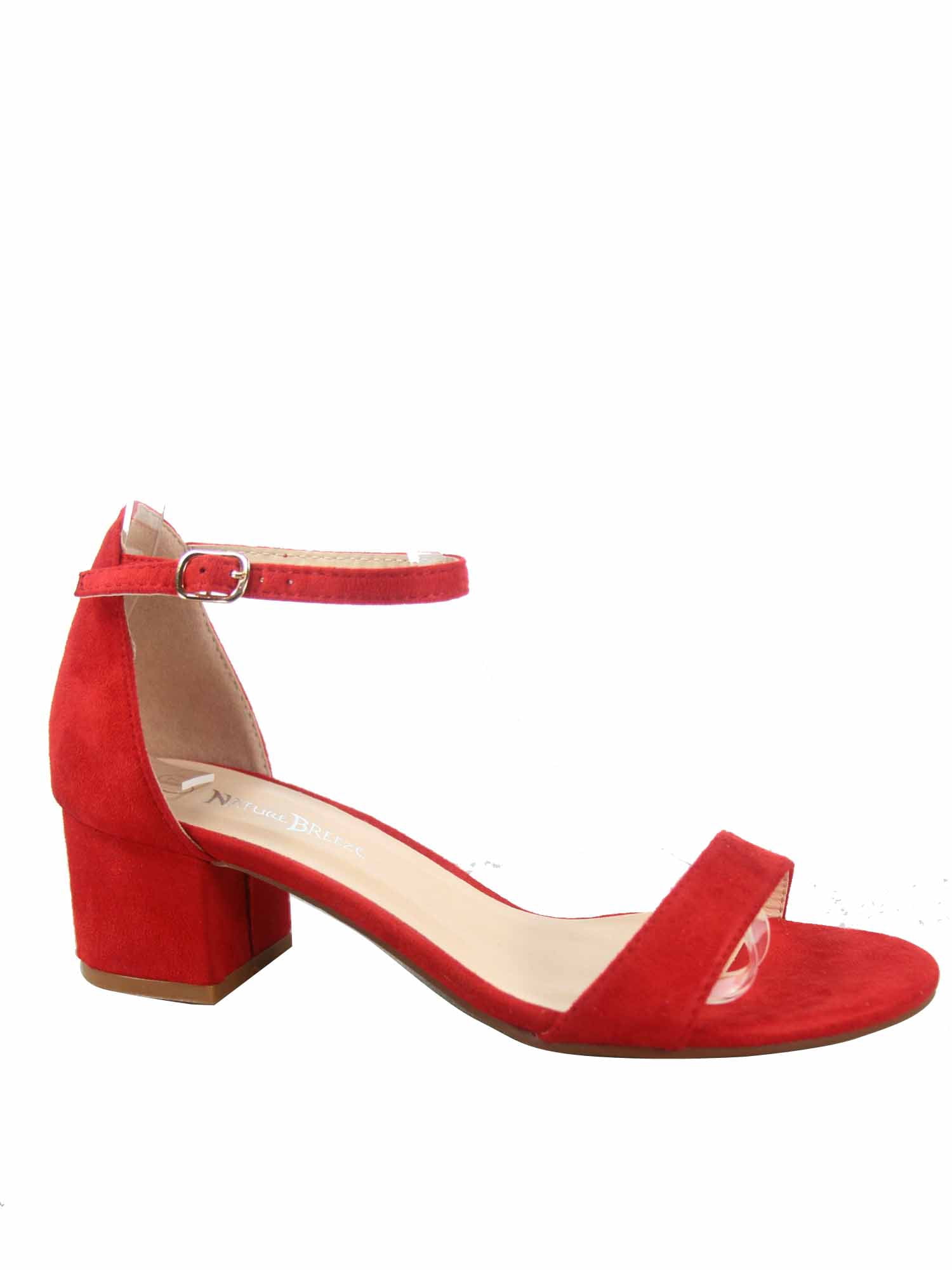 low block heel sandals red