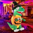 thumbnail image 4 of Costway 6 FT Inflatable Pumpkin Dinosaur with Built-in LED Lights & Witch Hat Stakes, 4 of 10