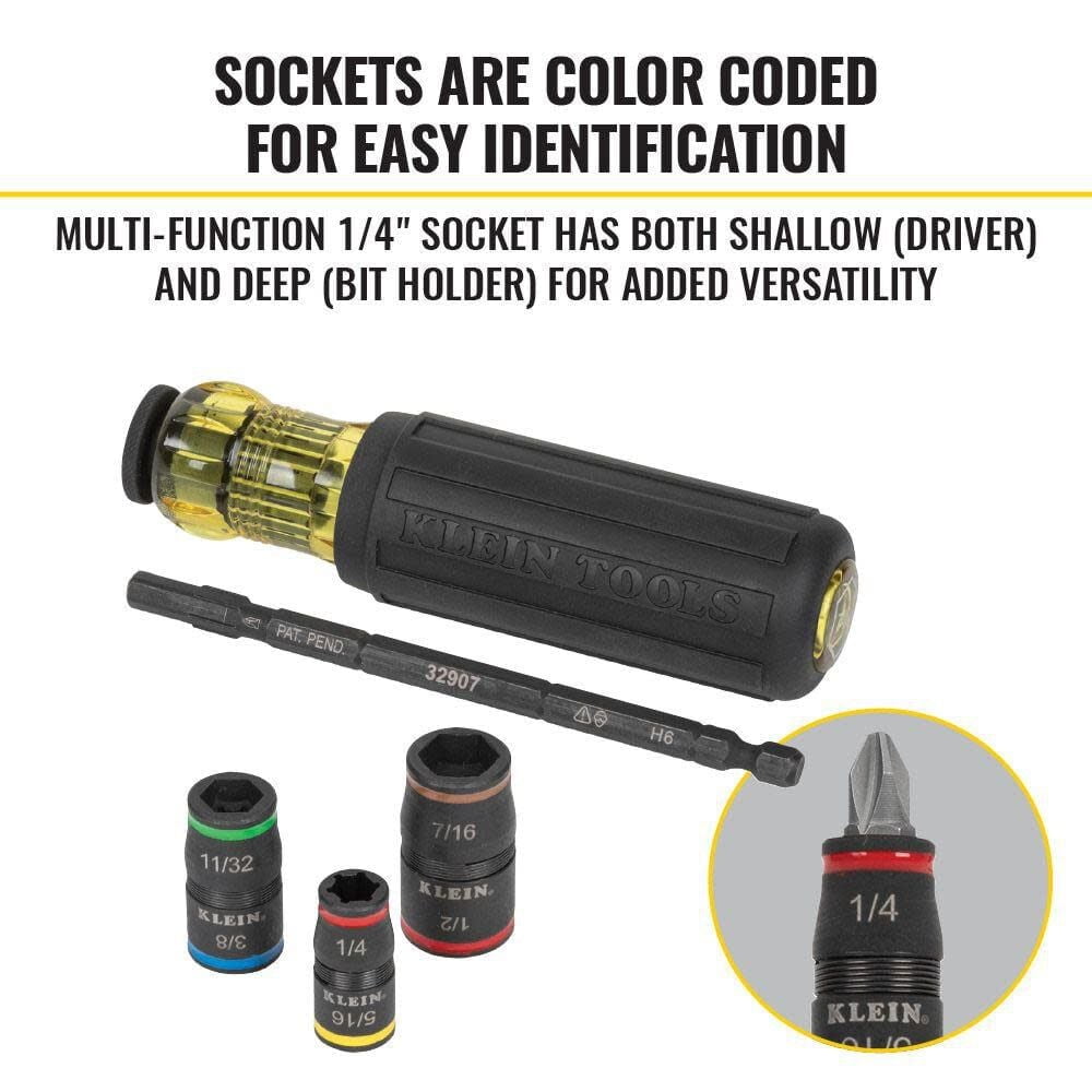 Klein Tools 7in1 Impact Flip Socket W/Handle 32900
