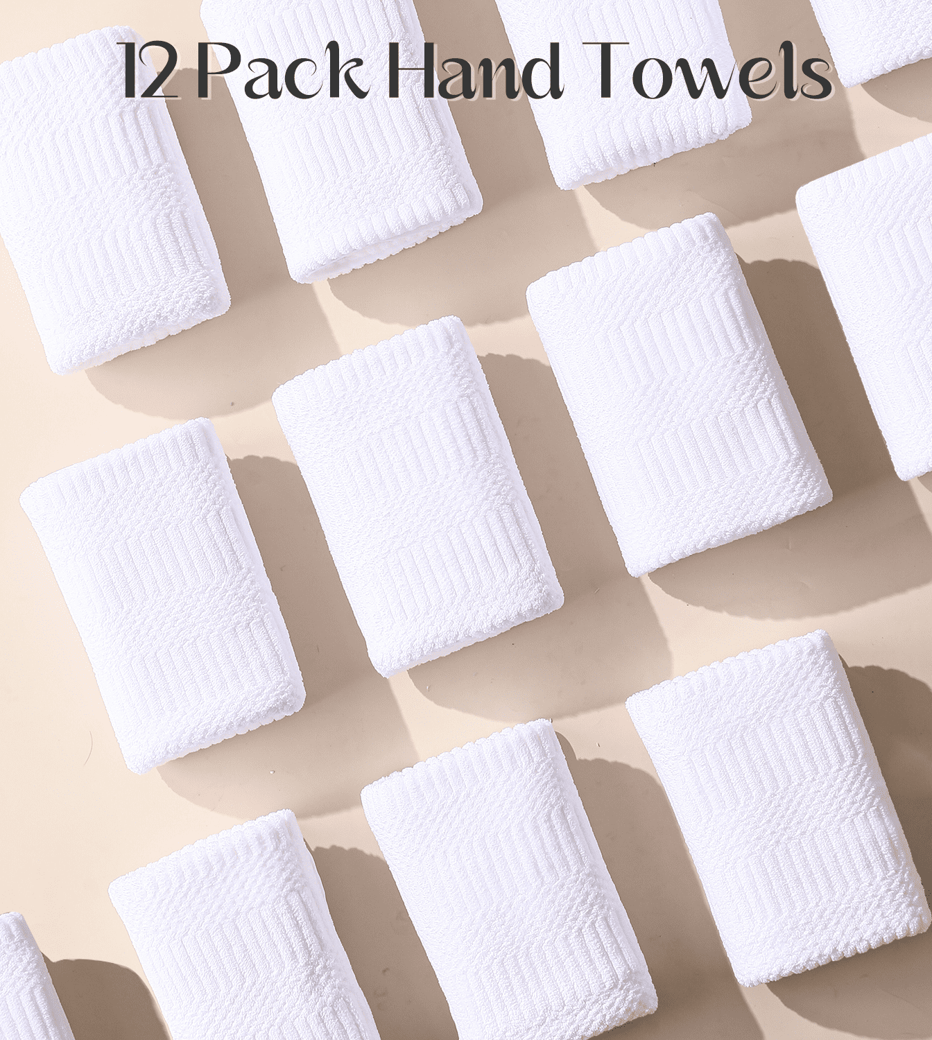 Jessy Home 12 Pack White Hand Towel Set 16"x31" Soft Highly Absorbent Quick Dry Bathroom Towels 600 GSM Microfiber Plush Towels