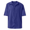 thumbnail image 3 of Huresd Mens Short Sleeve Guayabera Shirts Button Down Solid Color Mexican Embroidered Cuban Wedding Shirt Summer Top Blue L, 3 of 4