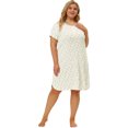 thumbnail image 4 of Camisón de talgrande pamujer Vestido de dormir de cuello redondo de mancorcon patrón elástico blanco 2X, 4 of 7