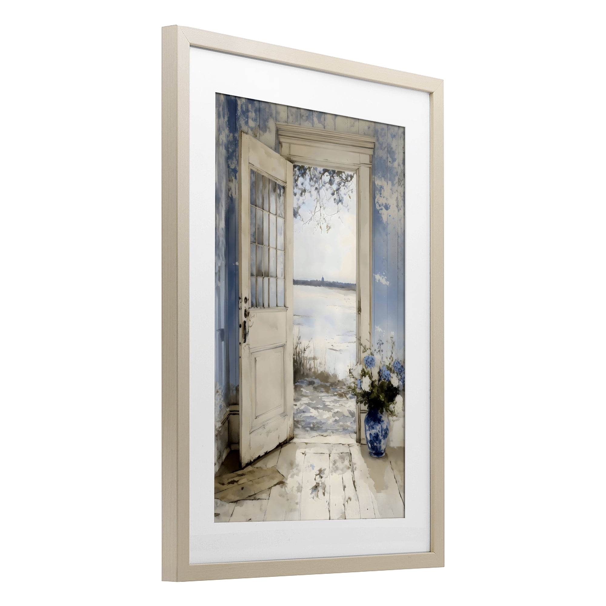 Stupell Industries Blue Country Cottage Doorway Birch Framed Print Under Glass, design by LSR Design Studio