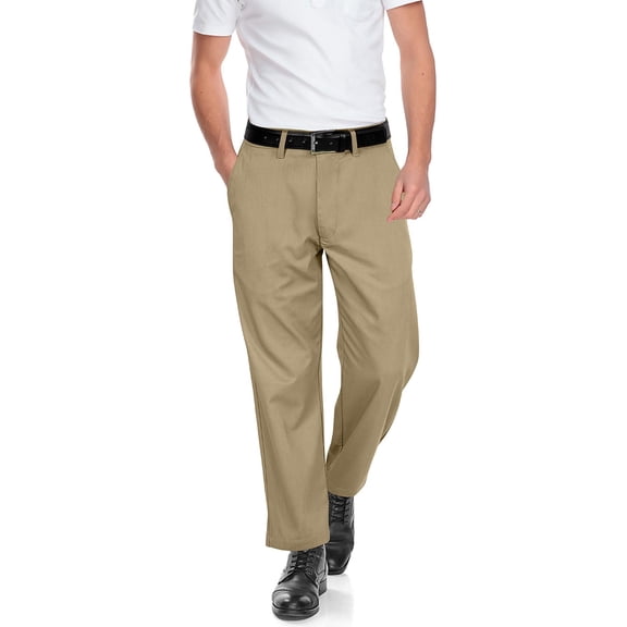 ROYALE LINENS Men's Classic Fit Wrinkle-Resistant Flat-Front Chino Pant (Regular and Big & Tall) Beige