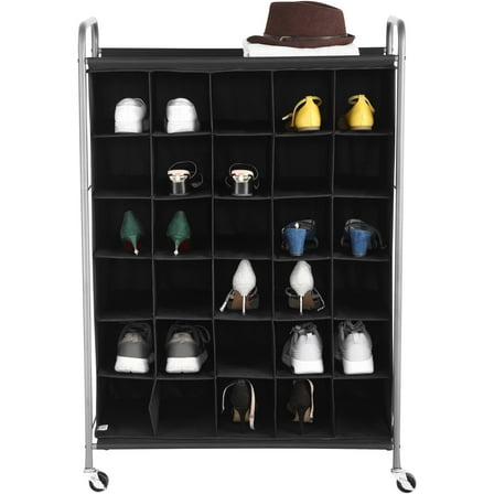Mainstays 6 Tiers 30-Pairs Shoe Organizer, Black