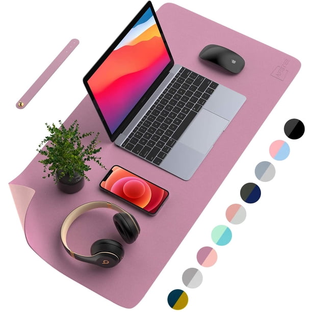 Protector de escritorio de piel sintética con doble cara y gran tamaño, adecuado para mouse y escritura, resistente al agua, para decoración de oficina y hogar. Rojo Verde 80 cm * 40 cm