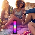 thumbnail image 2 of Aduro Altavoz inalámbrico LED con luces pulsantes, altavoz inalámbrico portátil que cambia de color para fiestas al aire libre, torre universal, negro, 2 of 5