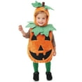 thumbnail image 3 of Joyfy Halloween Pumpkin Costume for Toddler, Pumpkin Costume with Plush Green Leaves, Size 3-4 Yrs Halloween Party Dress up Costume, 3 of 6