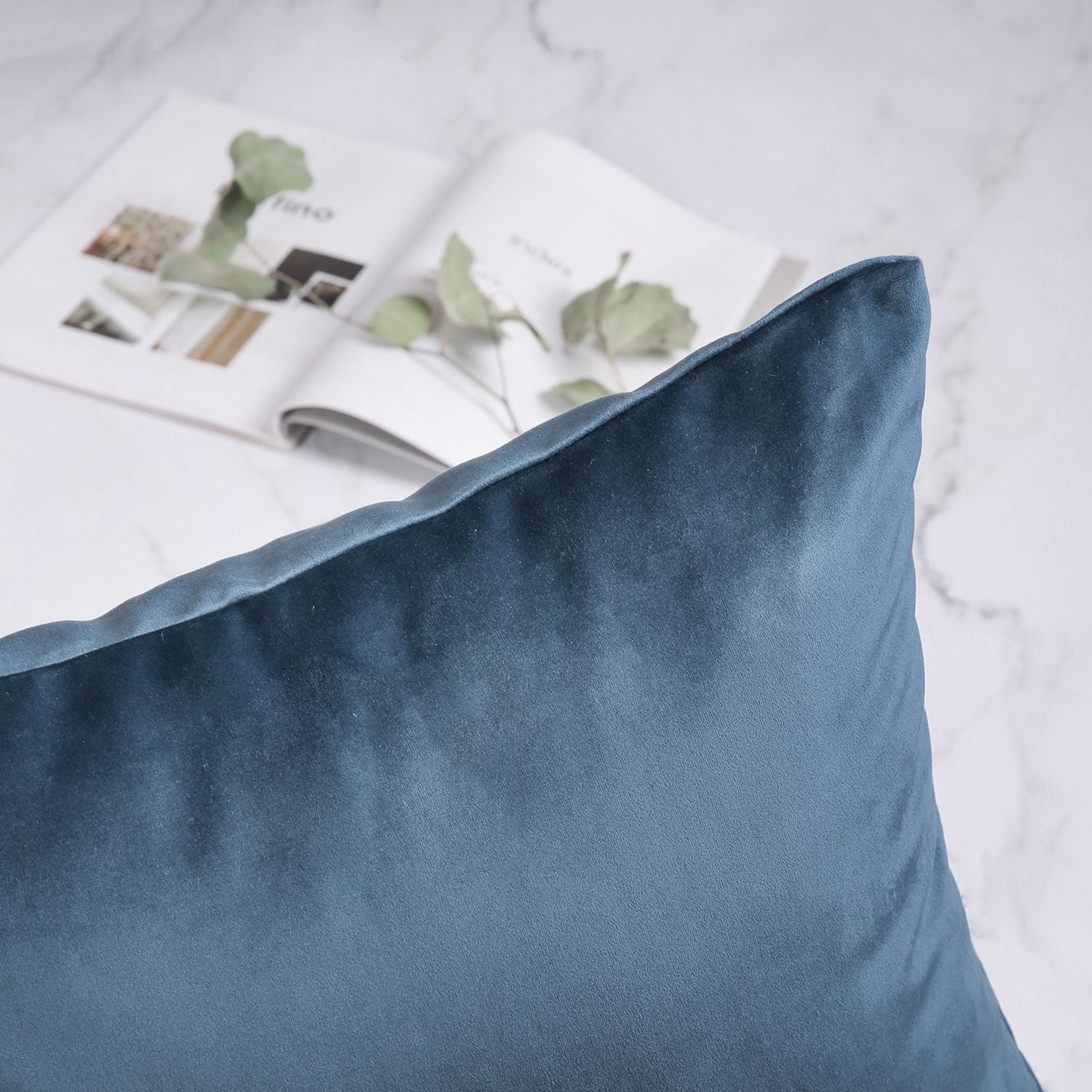 Phantoscope Silky Velvet Decorative Throw Pillow, 20 x 20 in, Dark Blue, 1 Pack
