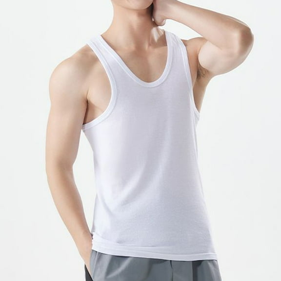 lmcalzta Mens Sport Tank Tops V Neck Cotton Sleeveless Undershirts Summer Comfy Basic Gym T Shirts