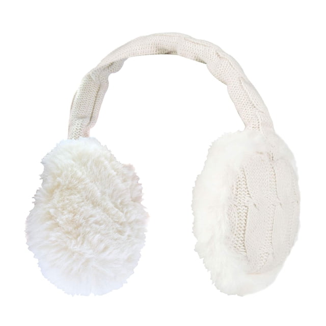 Heat Holders - Ladies Winter Warm Knitted Ear Muffs | Faux Fur | Cold Weather