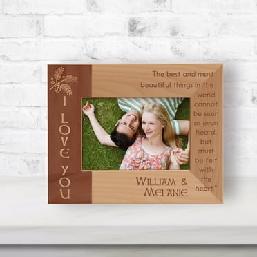 The Best And Most Beautiful Things In This World Cannot Be Seen Or Even Heard But Must Be Felt With The Heart Personalized Wooden Frame-5" x 3 1/2" Brown Horizontal