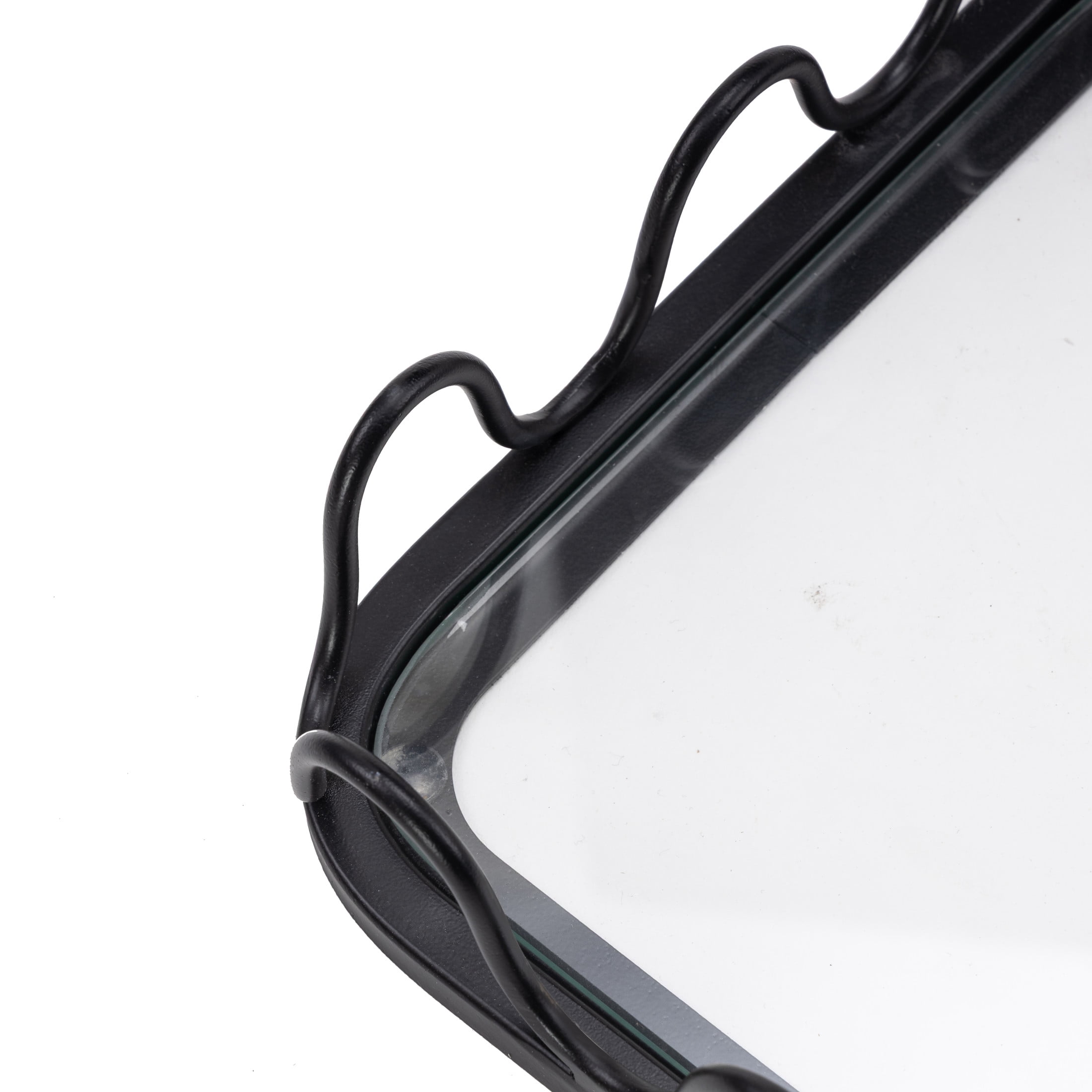 DecMode 18", 15"W Black Metal  Tray with Glass Base, 2-Pieces