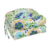 Blazing Needles 16-inch Spun Polyester Outdoor U-shaped Tufted Chair Cushions (Set of 2) 916X16US-T-2CH-OD-121