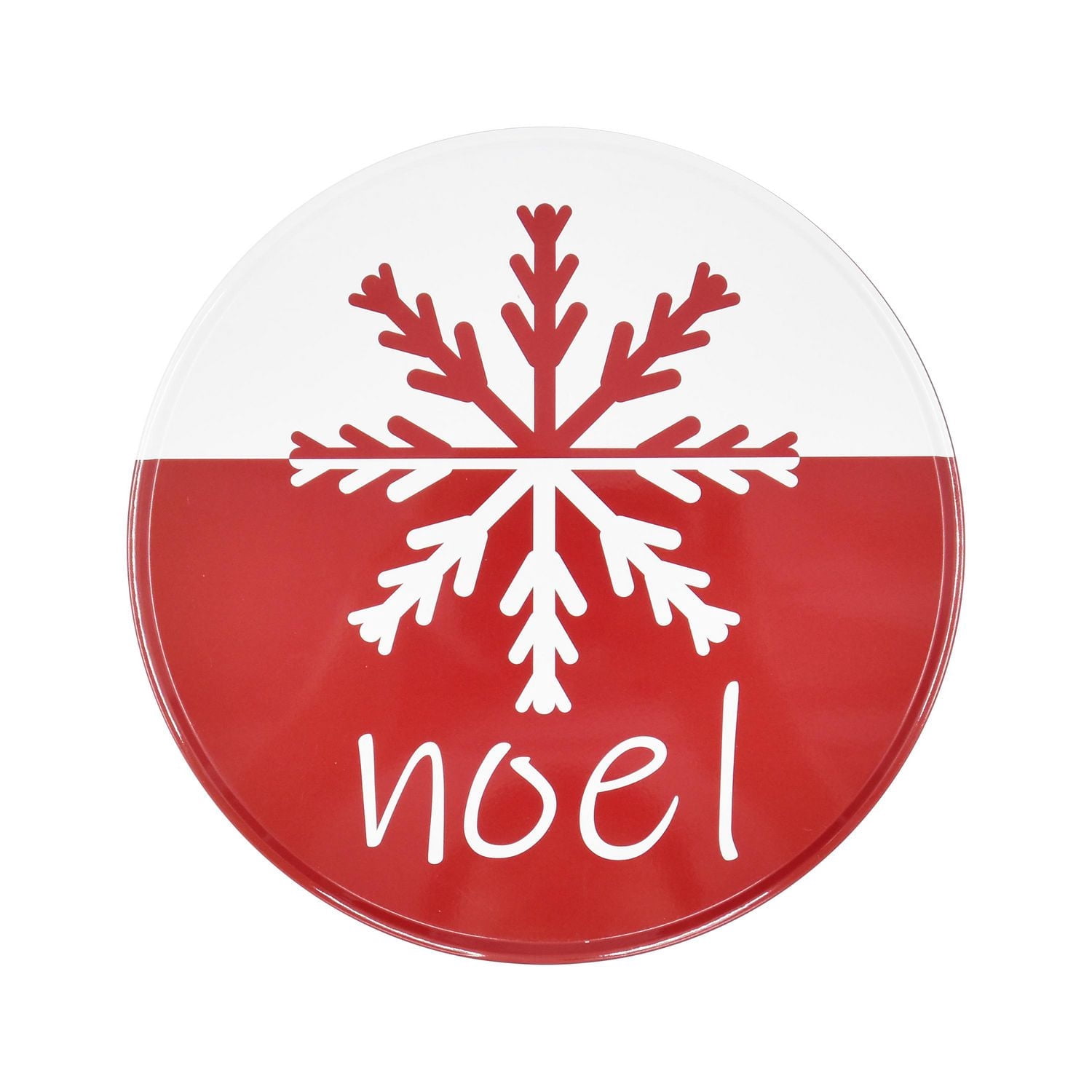 Holiday Time Christmas Red Snowflake Round Tin Gift Storage Container Large, 7.9 x 7.9 x 3.9 inches, 1 piece