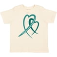 thumbnail image 3 of Inktastic Ovarian Cancer Awareness Teal Heart Ribbons Boys or Girls Toddler T-Shirt, 3 of 5