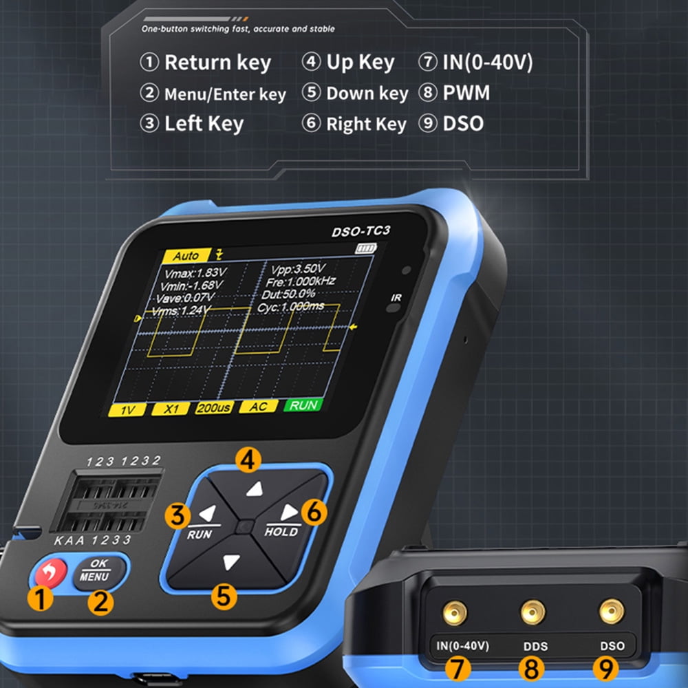 Diymore DSO-TC3 500kMHz Handheld Digital Oscilloscope Transistor Tester Signal Generator
