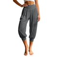 thumbnail image 3 of Arlun Women's Summer Tapered Leg Capri Pants Pleated Elastic High Waist Cropped Trousers Soft Comfortable Solid Color Harem Pant for Yoga Workout and Everyday Casual Wear 1-Dark Gray XL, 3 of 6