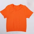 thumbnail image 2 of YUGYXL Womens Short Sleeve T Shirts Buttery Soft Summer Crop Tops Slim Fit Y2k Basic Tees for Workout Orange Top S, 2 of 6