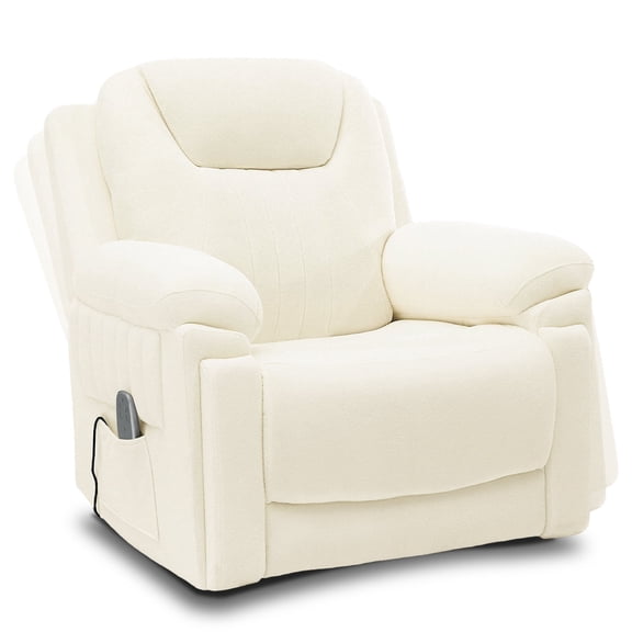 Pmango Electric Automatic Rocking Recliner Chair for Adults with 3 Speeds, Wired Remote Control, Power Auto Rocking Recliner, 5-15 Minutes Rocking Timer Function, for Living Room/Nursery, Cream White