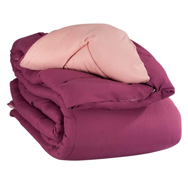Home Fashions Microfiber Two-Tone Reversible Down Alternative All Season Comforter-Hypoallergenic Polyester Fill (130418)