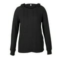 thumbnail image 7 of Womens Fall Tops Long Sleeve Rib-knit Round Neck Plain Pullover Casual T Shirts Tops for Winter Trendy 2025 (2XL, Black), 7 of 7