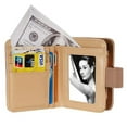 thumbnail image 2 of Women's Mini Soft Leather Bifold Wallet With ID Window Card Sleeve Coin Purse,Khaki, 2 of 8