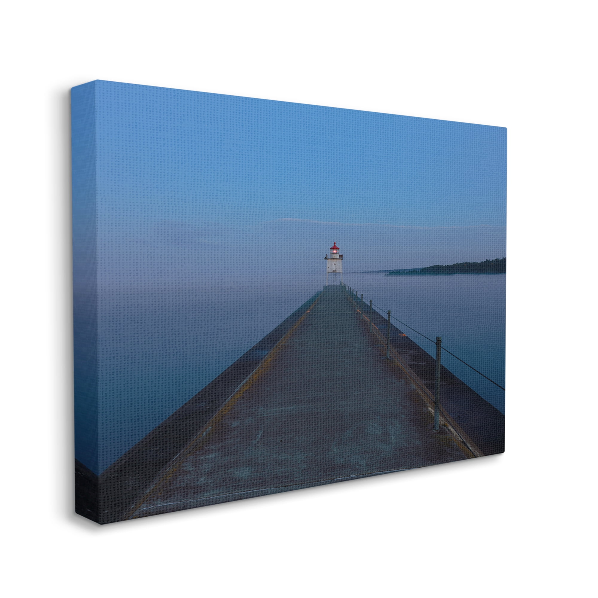 Stupell Industries Lighthouse at Night Landscape Photography Gallery Wrapped Canvas Art Print Wall Art, 48 x 36